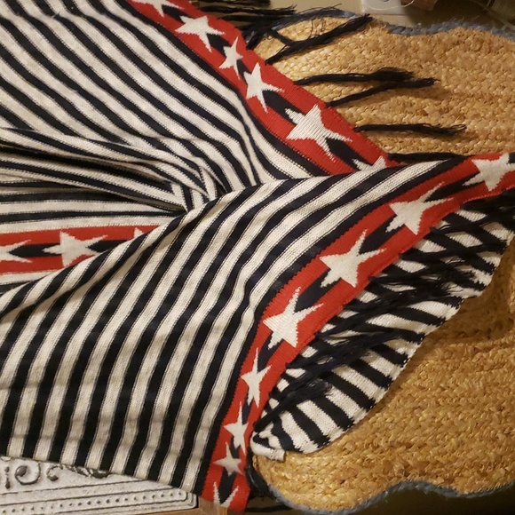 Unity sleeveless cardigan. Red white blue long open front - Picture 6 of 6